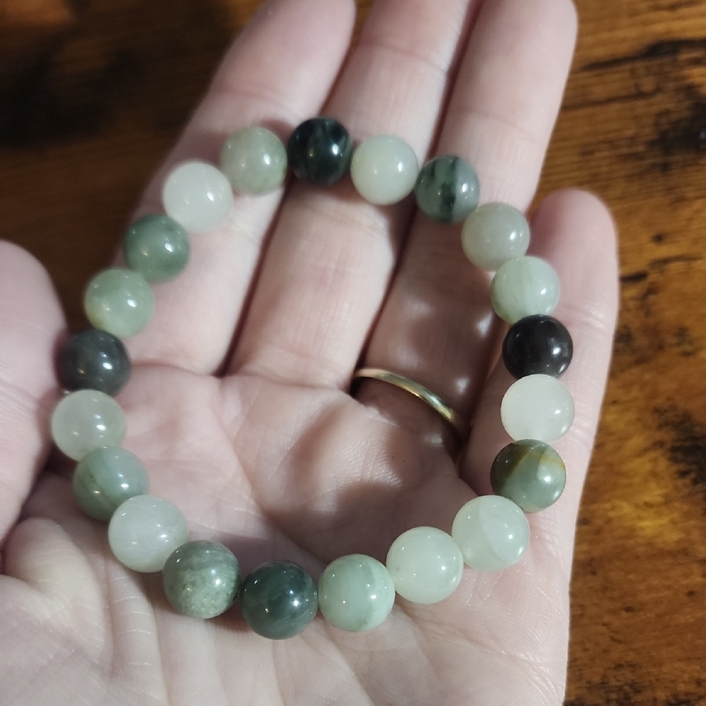 1pc Natural Stone Crystal Bead Bracelet On Elastic Cord, Helps Release Negative